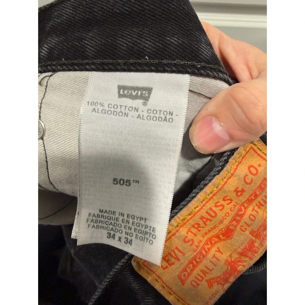Levi's Mens 505 Regular Fit Straight Leg‎ Black Jeans 34x34